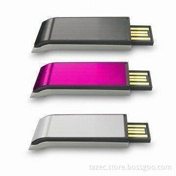 Thin USB Flash Drives with Push Switch and Up to 8GB Memory Capacity, Engraved Logos are Available